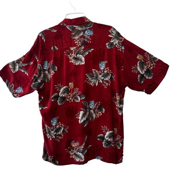 Windham Pointe Mens Hawaiian Tropical Shirt Short Sleeve Red SZ L - Picture 2 of 16